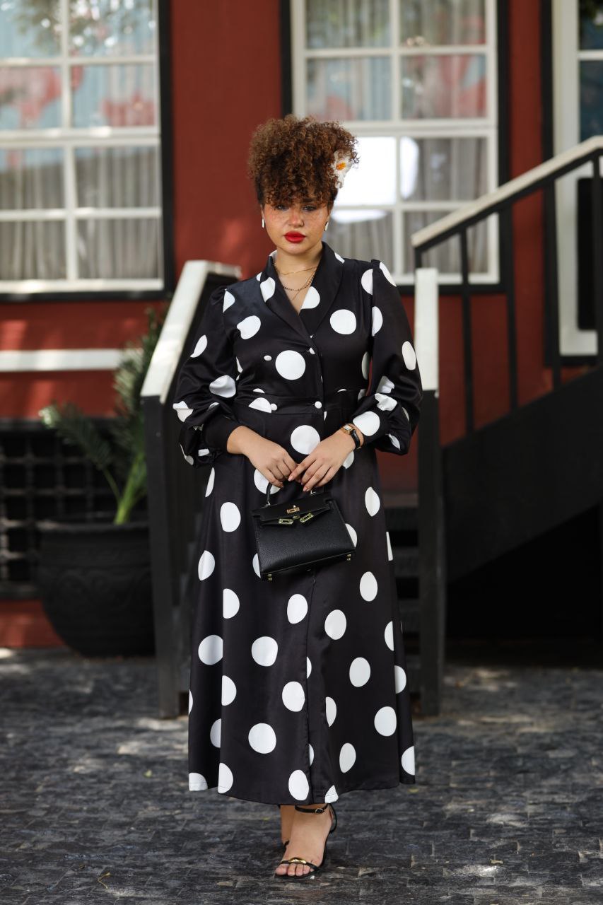Polka Elegance Dress – Black & White
