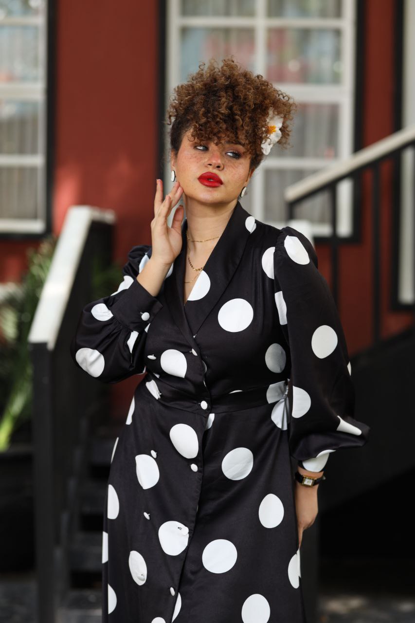 Polka Elegance Dress – Black & White