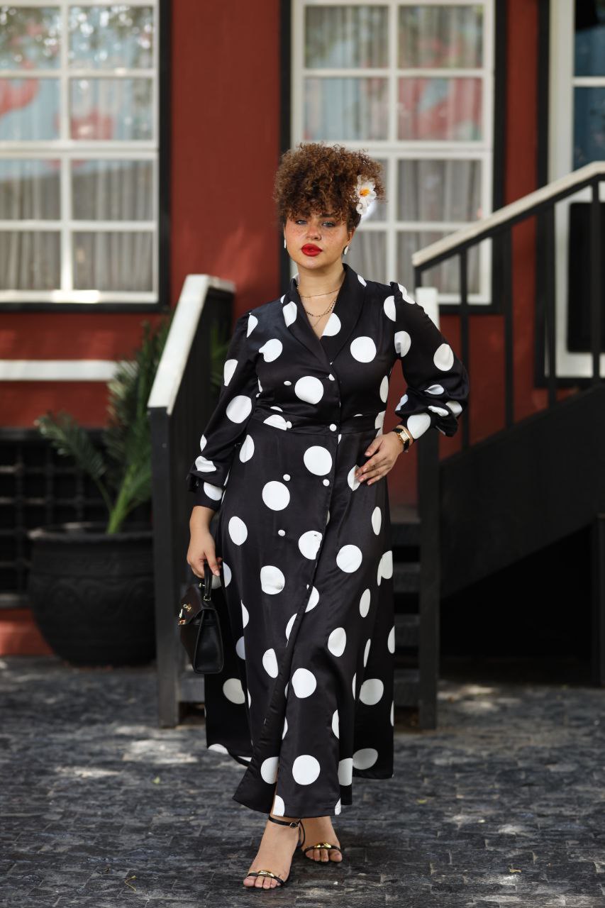 Polka Elegance Dress – Black & White