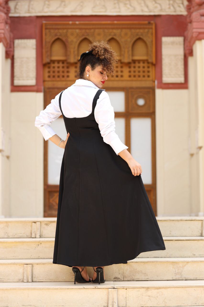 Classic Black Dress with White Shirt