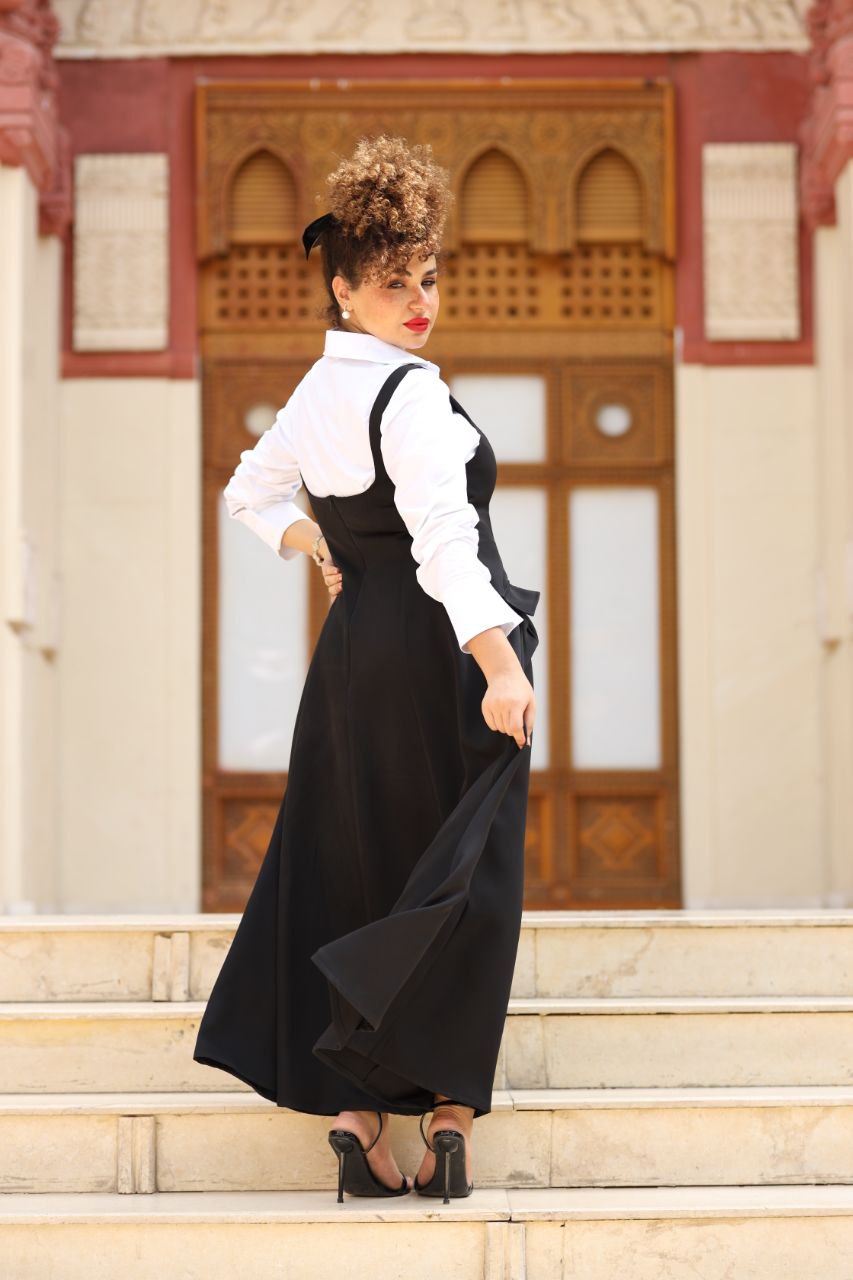 Classic Black Dress with White Shirt