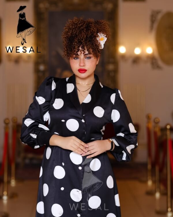فستان بولكا ابيض*اسود  منقط